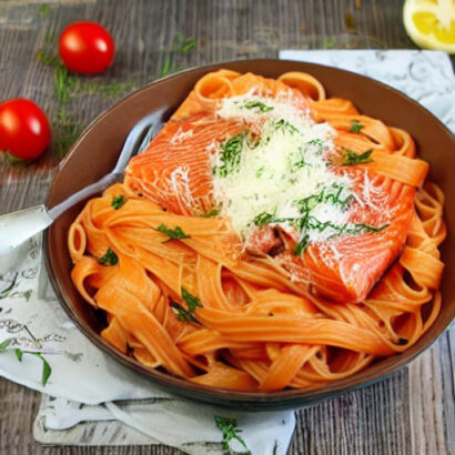salmon and cherry tomato pasta