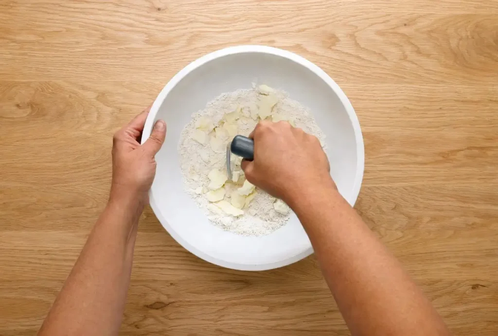 Ingredients for the best peach crisp recipe laid out on a counter